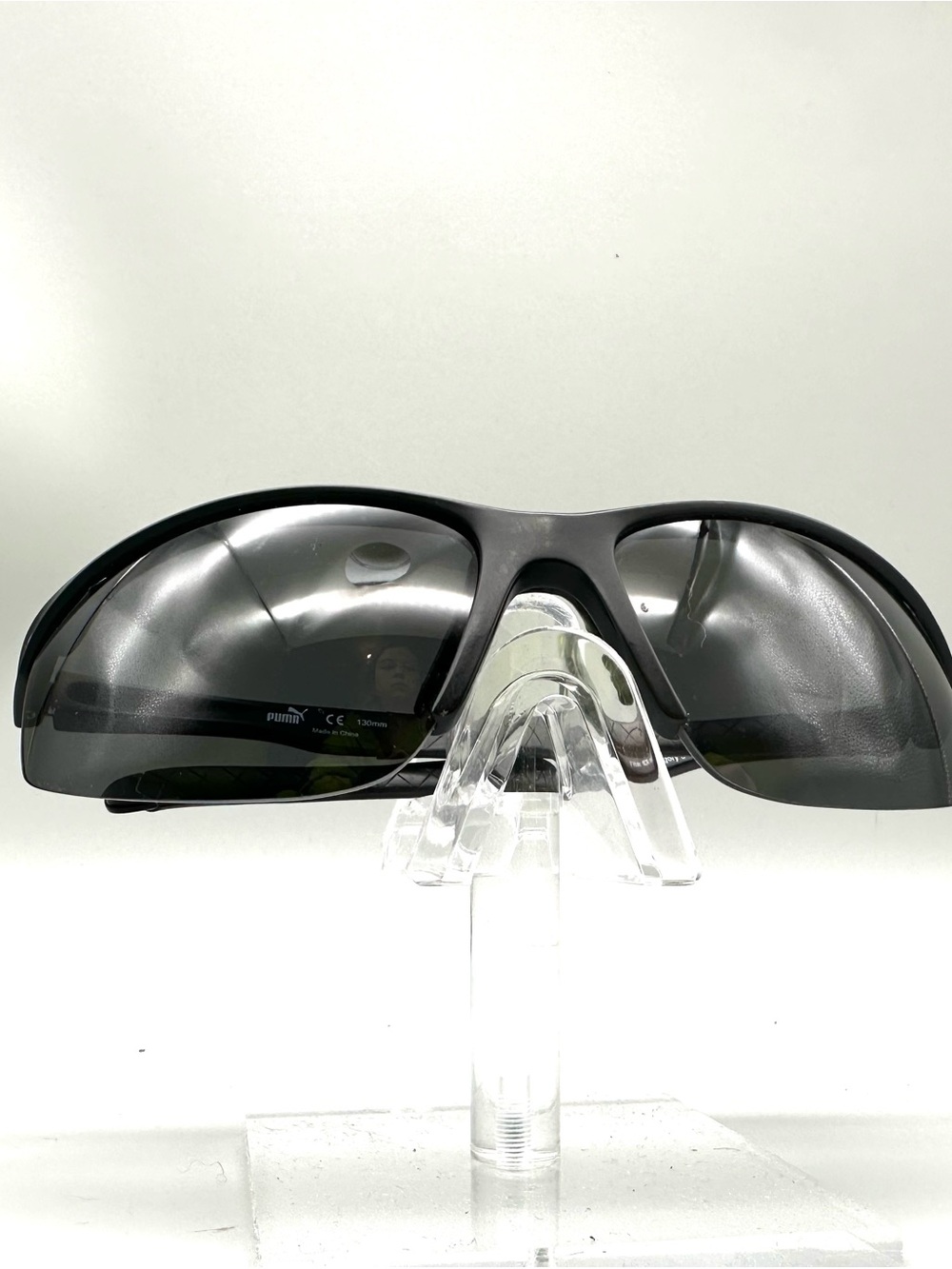 Puma PU14706A Mens Wrap Sunglasses Matte Black Grey Lens Sport Shades 68-16-130